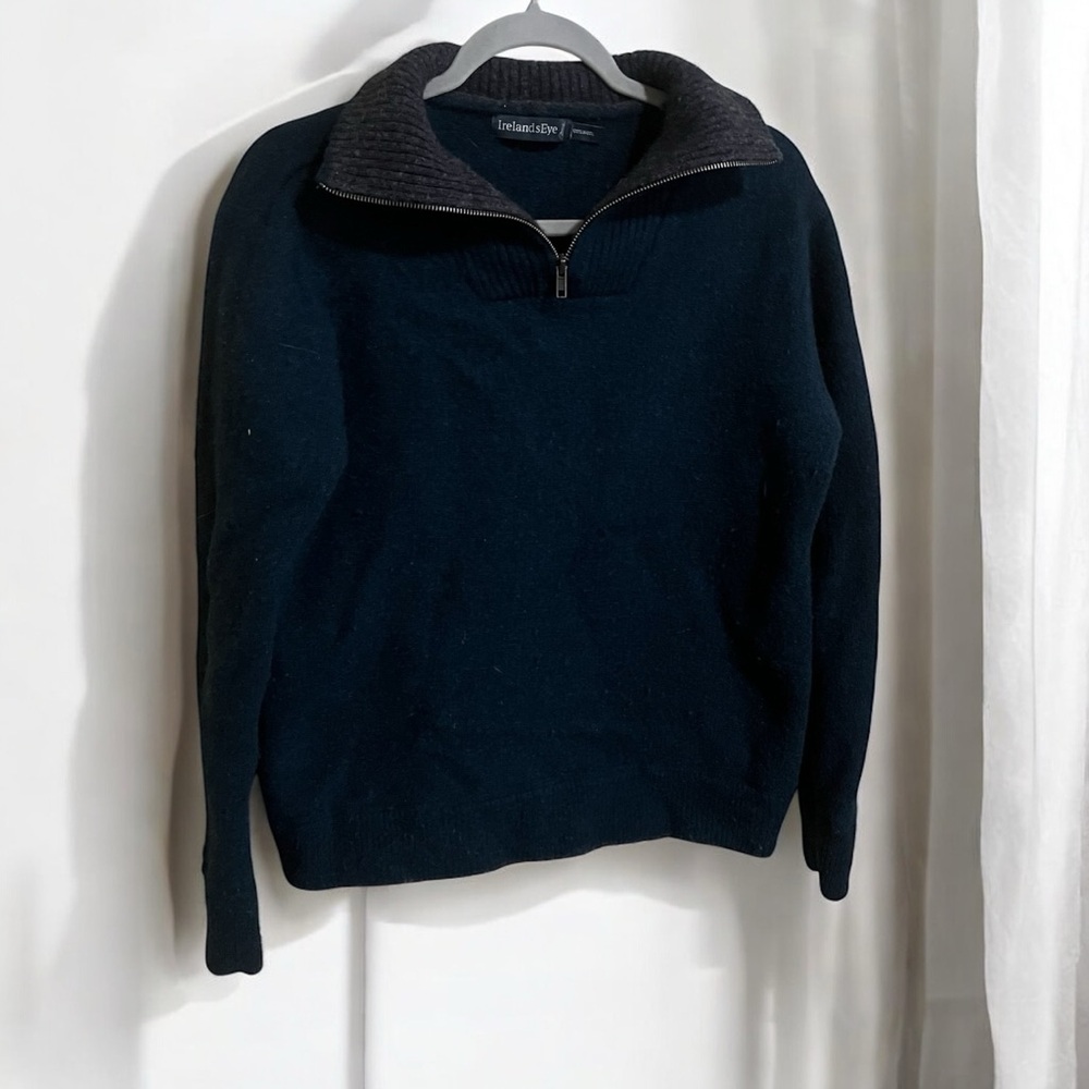 Vintage Irelands Eye Wool Funnel Neck 1/4 Zip Heritage Boxy Sweater Small Medium